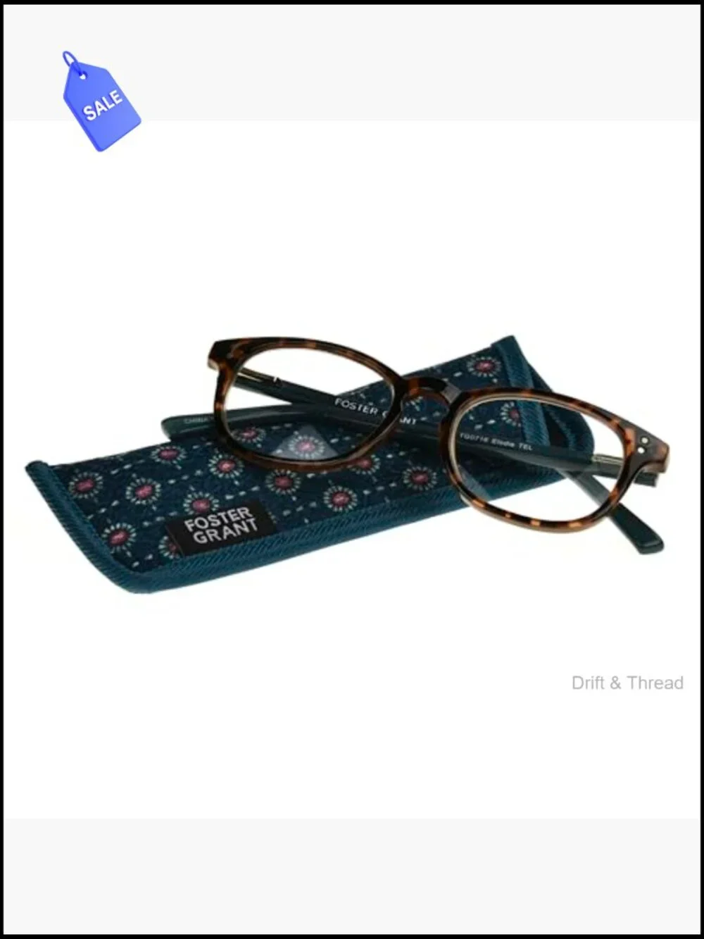 Round Reading Glasses with Spring Hinge - Tortoise/Teal